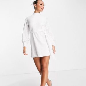 ASOS Style Cheat balloon sleeve mini dress in white sequin
